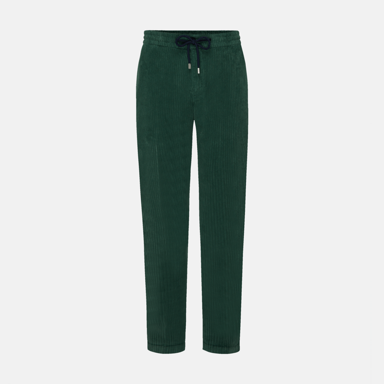 Men Large Lines Corduroy Jogger Pants Vintage - Clemence - Green - Size 34 - Vilebrequin