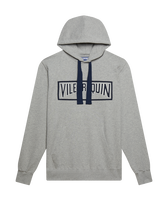 Sudadera con capucha de algodón de color liso para hombre Gris jaspeado vista frontal