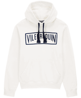 Sweat à capuche brodé en coton homme uni Off-white vue de face