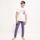 Men Chino Pants Micro Stripes Blue+white+red details view 1