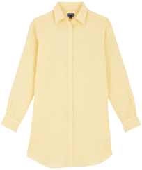 Robe chemise en Lin femme unie Paille vue de face