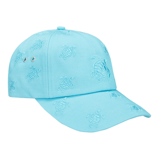 Embroidered Cap Turtles All Over Azzurro vista frontale