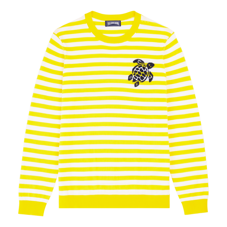 Men Crewneck Striped Cotton Sweater - Pullover - Porcros - Multi - Size 4XL - Vilebrequin