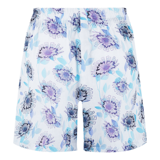 Bermudas de lino con estampado Flash Flowers para mujer Purple blue vista trasera