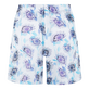 Bermudas de lino con estampado Flash Flowers para mujer Purple blue vista trasera