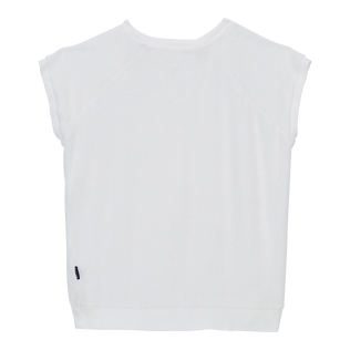 Girls Sleeveless Terry T-Shirt Solid White back view