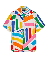 炫目色彩系列男士短袖衬衫 - Vilebrequin x JCC+ 合作款 - 限量版 White 正面图