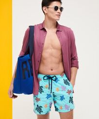 Large Beach Bag Vilebrequin Sea blue front worn view