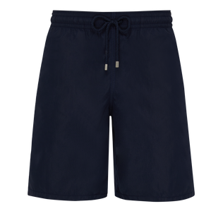 Men Long Swim Shorts Solid Navy front view