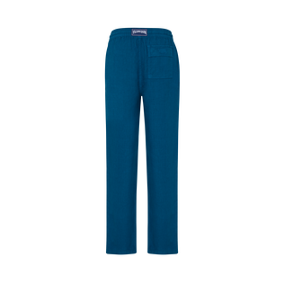 Men Linen Pants Solid Peacock back view