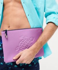 Zipped Turtle Beach Pouch Cyclamen front worn view