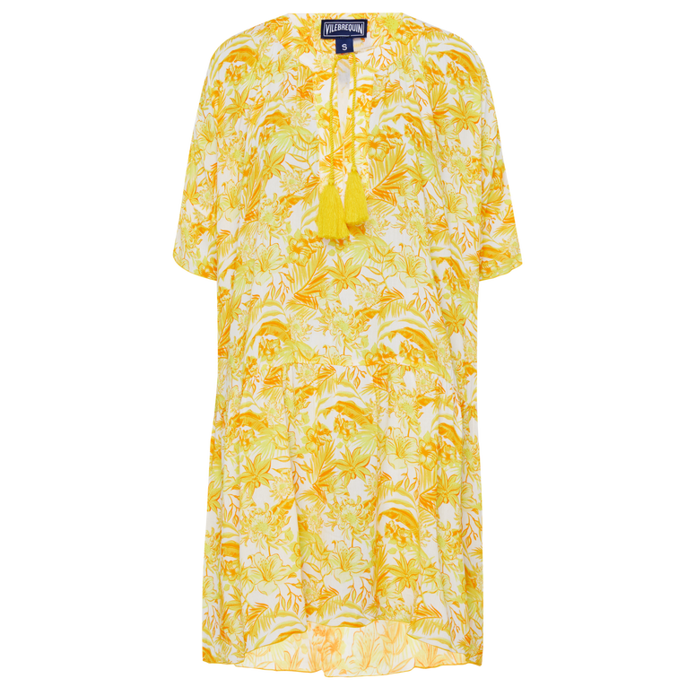 Fließendes Tahiti Flowers Viskosekleid Für Damen - Favorite - Gelb - Größe XS - Vilebrequin