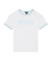 Boys Organic Cotton T-shirt Bicolor Logo Blue note front view
