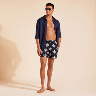 Bañador con bordado Fleur de Poulpes para hombre - Edición limitada Azul marino detalles vista 1