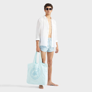 Men Wool Swim Shorts Micro Rayures Tailoring Blue topaz details view 1