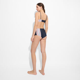 Haut de maillot de bain brassière femme - Vilebrequin x Ines de la Fressange Bleu marine vue portée de dos