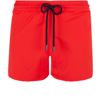 Men Swimwear Short and Fitted Stretch Solid Medicis red front view