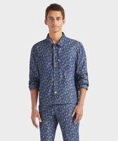 Ronde Des Tortues Jacquard Jacke aus leichtem Denim für Herren Dark denim w1 Vorderseite getragene Ansicht