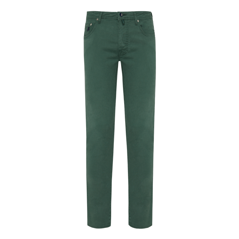 Pantalon En Gabardine De Coton Tencel 5 Poches Homme - Gbetta18 - Vert