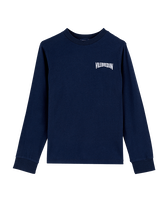Boys Organic Cotton T-shirt Requins Printed at the back Navy front view