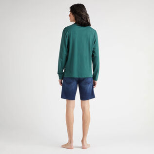 Men Cotton Long Sleeves T-shirt Embroidered Turtle Ivy 背面穿戴视图