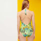 Women Fitted Printed - Women Halter One-Piece Swimsuit Jungle Rousseau, Ginger back worn view