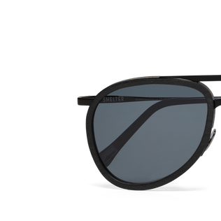 Solid Unisex-Sonnenbrille mit Holz – VBQ x Shelter Schwarz Details Ansicht 4