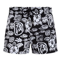 Men Short Swim Shorts Tahiti Turtles Black front view