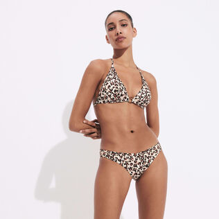 Braguita de bikini de talle medio con estampado Turtles Leopard para mujer Straw vista frontal desgastada
