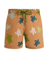 Tortues Multicolore Badeshorts mit Stickerei für Herren – Limitierte Serie Mocha Vorderansicht