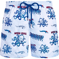 Men Swim Shorts Embroidered Au Merlu Rouge - Limited Edition White front view