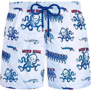 Au Merlu Rouge 男士刺绣游泳短裤 - 限量版 White 正面图
