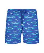 Men Embroidered Swim Trunks Requins 3D - Limited Edition Purple blue front view