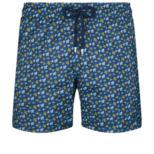 Men Ultra-light classique Printed - Men Ultra-light and packable Swim Shorts Micro Tortues Rainbow, Navy front view