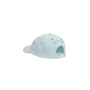 Unisex Linen Cap Solid Pacific back view