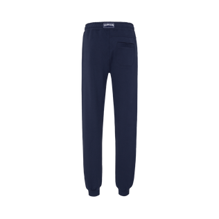 Men Jogger Cotton Pants Solid Navy back view