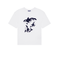 T-shirt en coton garçon Orcas Blanc vue de face