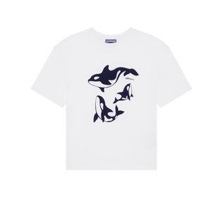 T-shirt en coton garçon Orcas Blanc vue de face