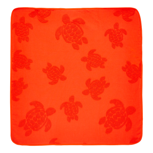 Baby Beach Towel Turtle Jacquard Solid Poppy red back view
