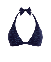 Top bikini donna all'americana Strass Blu marine vista frontale