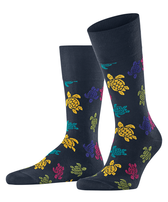 Calze uomo Rondes des Tortues Multicolores - Vilebrequin x Falke Midnight blue vista frontale indossata