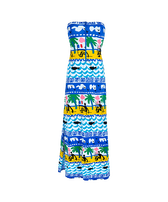 Vestido largo estilo bustier con estampado La Mer para mujer - Vilebrequin x JCC+ - Edición limitada Blanco vista frontal