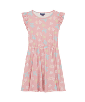 Vestido de algodón orgánico con estampado Ronde Des Tortues para niña Boudoir vista frontal