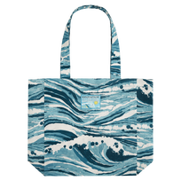 Bolso de playa de algodón unisex con estampado Wave - Vilebrequin x Maison Kitsuné Azul vista frontal