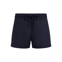 Bañador corto elástico y ajustado liso para hombre Azul marino vista frontal