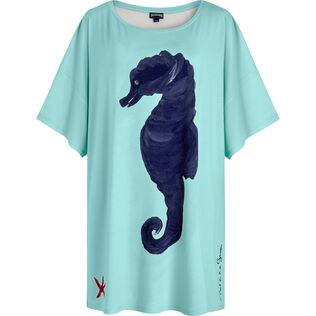 Tunique en viscose femme Seahorse - Vilebrequin x Patrizia Gucci Lagon vue de face