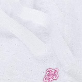 Girls Cotton  Embroidered Bermuda Shorts White details view 1