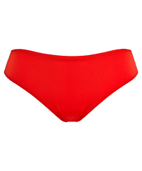 Women high-waisted brief bikini bottom - Vilebrequin x JCC+ - Limited Edition Red polish front view