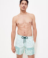Men Swim Shorts Bandana - Vilebrequin x BAPE® BLACK Mint front worn view