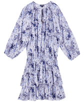 Women Cotton Ruffles Dress Riviera Ink front view